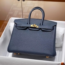Super Hermes HERMES Birkin 25CM 73 Blue Saphir Togo Full handmade Birkin fatory GHW