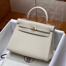 Super Hermes HERMES Kelly 25CM 10 Craie Togo Full handmade Kelly fatory