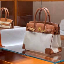 Super Hermes HERMES Birkin 30CM Swift&Canvas CK37 Full handmade Super Hermes Factory
