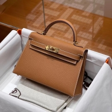 Super Hermes HERMES Mini Kelly 19CM CK37 Epsom GHW Full handmade fatory