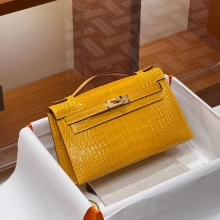 Super Hermes HERMES Kelly Pochette Alligator 9D Full handmade 22x14x7cm Super Hermes Factory