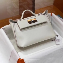 Super Hermes Kelly24/24 MINI Craie 10  Evercolor&Swift SHW Full handmade HERMES fatory