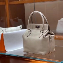 Super Hermes Toolbox 80 Gris Perle  Swift Full handmade HERMES Fatory 20 x 21 x 15 cm