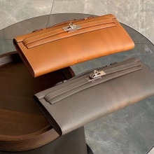 Super Hermes Kelly cut Wallet 8C Gri Elephant/1H  Full handmade HERMES fatory