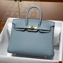 Super Hermes HERMES Birkin 25CM 7R Azur Togo Full handmade Birkin fatory GHW