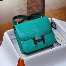 Super Hermes Constance 19CM 6U Vert Dfau Lizard Full handmade HERMES Fatory