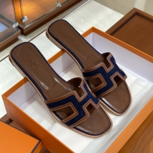 Super Hermes HERMES  Sandals New Slippers Handmade Italian lamb sole 10 days of shipment 73 Blue Saphir&CK37