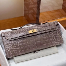 Super Hermes HERMES Kelly Cut 31cm 8C Gri Elephant  Niloticus Full handmade Fatory