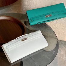 Super Hermes Kelly cut Wallet Craie 10 /Z6 Malachite  Full handmade HERMES fatory