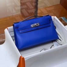 Super Hermes HERMES Kelly Pochette Swift7T Bleu electrique Full handmade Super Hermes Factory
