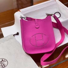 Super Hermes HERMES Mini Evelyne 5J Fushsia Full handmade Evelyne Fatory 17x18x5.5cm