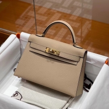 Super Hermes HERMES Mini Kelly 19CM Trench S2 Epsom GHW Full handmade fatory