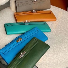 Super Hermes Kelly cut Wallet 8C Gri Elephant CK37 Z6 Malachite  P3  6Q Vert Emeraude  Full handmade HERMES fatory