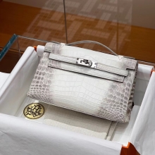 Super Hermes HERMES Kelly pochetto 22cm  1 Himalaya Alligator Silvery Hardware HandMade