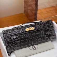 Super Hermes HERMES Kelly Cut 31cm 88 Graphite  Niloticus Full handmade Fatory