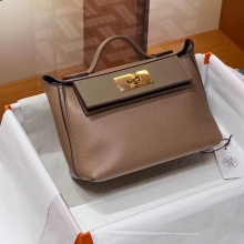 Super Hermes Kelly24/24 MINI D0 & 8C Gri Elephant Full handmade HERMES fatory