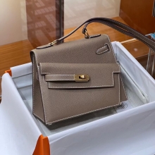 Super Hermes HERMES Kelly II Sellier 8C Gri Elephant GOLD Hardware HandMade