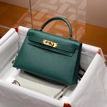 Super Hermes HERMES Mini Kelly 19CM 6Q Vert Emeraude Epsom GHW Full handmade fatory