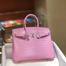 Super Hermes HERMES Birkin 25CM 3Q Alligator Silvery Hardware HandMade