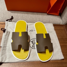 Super Hermes HERMES Men Sandals New Slippers Handmade Italian lamb sole 10 days of shipment 9N Citron/61 Vert Olive61 Vert Olive