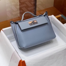 Super Hermes Kelly24/24 MINI J7 Bleu Un Evercolor&Swift SHW Full handmade HERMES fatory