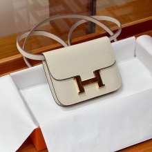 Super Hermes Constance Wallet Constance Slim 14CM Craie 10 Epsom GHW Full handmade HERMES fatory