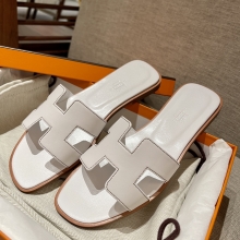 Super Hermes HERMES Sandals New Slippers Handmade Italian lamb sole 10 days of shipment 01 Blanc