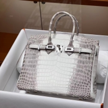 Super Hermes HERMES Birkin 25CM 1 Himalaya  Niloticus Full handmade Birkin fatory SHW