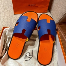 Super Hermes HERMES Men Sandals New Slippers Handmade Italian lamb sole 10 days of shipment 93 Orange/7T Bleu electrique