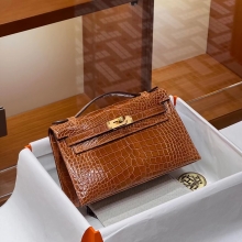 Super Hermes HERMES Kelly Pochette Alligator CK37 Full handmade 22x14x7cm Super Hermes Factory