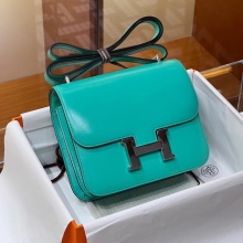 Super Hermes Constance 19CM 6U Vert Dfau BOX Full handmade HERMES Fatory