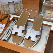 Super Hermes HERMES Sandals New Slippers Handmade Italian lamb sole 10 days of shipment 01 Blanc