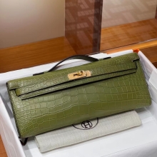 Super Hermes HERMES Kelly Cut 31cm G8 Vert Maquis  Niloticus Full handmade Fatory