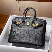 Super Hermes HERMES Birkin 25CM 89 Nior Niloticus Full handmade Birkin fatory GHW