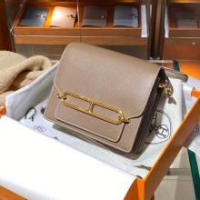 Super Hermes HERMES Roulis 18CM Gold 8C Gri Elephant Gold Hardware HandMade