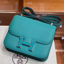 Super Hermes Constance 19cm 7F Bleu Paon Epsom Full handmade HERMES fatory