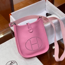 Super Hermes HERMES Mini Evelyne U5 Rose eLipstick Full handmade Evelyne Fatory 17x18x5.5cm