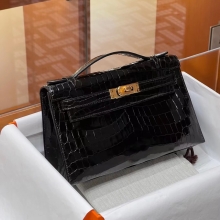 Super Hermes HERMES Kelly pochetto 22cm 89 Nior Alligator GOLD Hardware HandMade