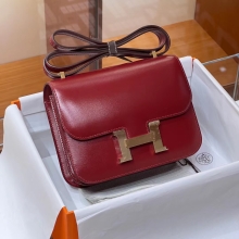 Super Hermes Constance 19CM 55 Rouge H BOX Full handmade HERMES Fatory