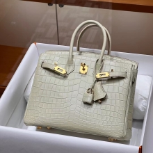 Super Hermes HERMES Birkin 25CM 8L Beton   Niloticus Full handmade Birkin fatory GHW