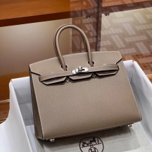 Super Hermes HERMES  Birkin 25cm 8C Gri Elephant Epsom Full handmade Birkin Fatory 25x20x13cm