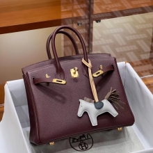 Super Hermes HERMES  Birkin 25cm 57 Bordeaux Epsom Full handmade Birkin Fatory 25x20x13cm