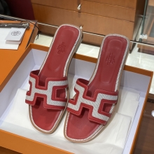 Super Hermes HERMES  Sandals New Slippers Handmade Italian lamb sole 10 days of shipment S5 Rouge Tomate