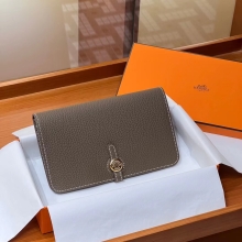 Super Hermes HERMES Wallet  Dogon 8C Gri Elephant  Alligator Full handmade