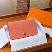 Super Hermes HERMES Wallet  Dogon T5 Rose Jeipur Alligator Full handmade