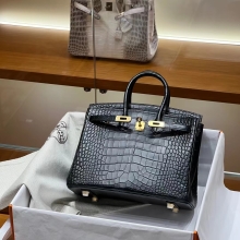 Super Hermes HERMES  Birkin 25CM 89 Nior Alligator GHW Full handmade fatory