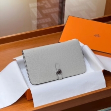 Super Hermes HERMES Wallet  Dogon 8M Gris Paris  Alligator Full handmade