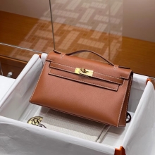 Super Hermes HERMES Kelly Pochette 22CM CK37 Gold Swift GHW Full handmade fatory