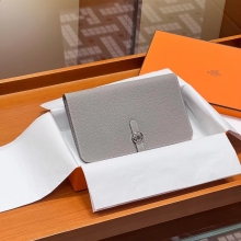 Super Hermes HERMES Wallet  Dogon 80 Gris Perle  Alligator Full handmade