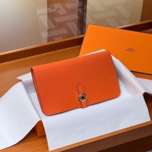 Super Hermes HERMES Wallet  Dogon 93 Orange Alligator Full handmade